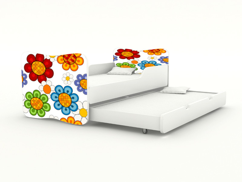 Becks posteľ s výsuvným lôžkom Kvety Mix